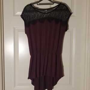 Maroon and black lace tunic